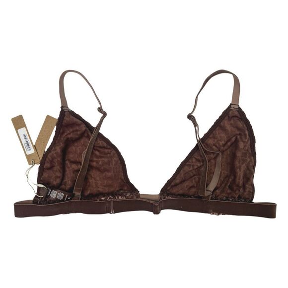 SKIMS Velvet Burnout Logo Triangle Bra Top - Size XL - Chestnut - Picture 3 of 5